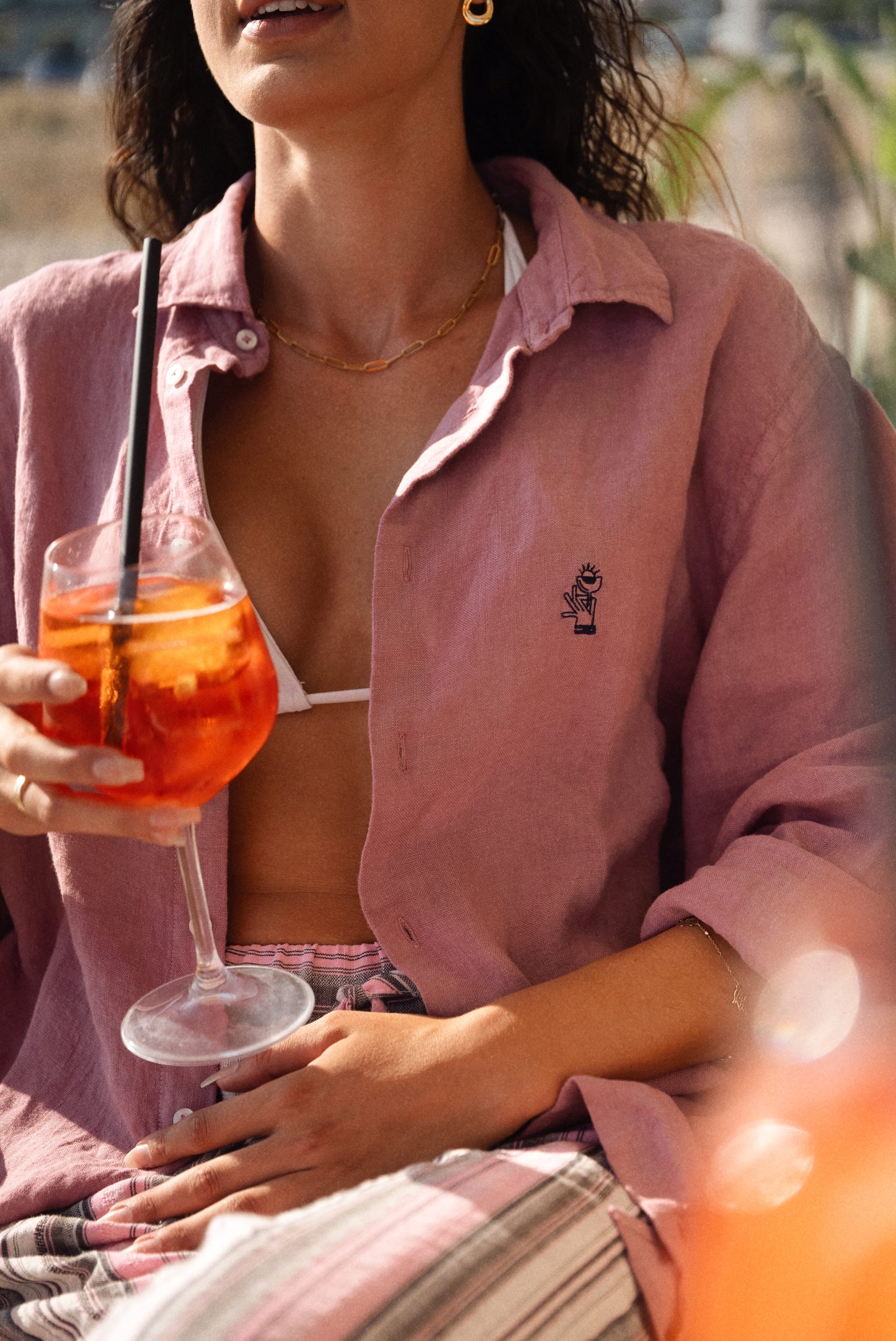 Camisa Coral Sunset Lino