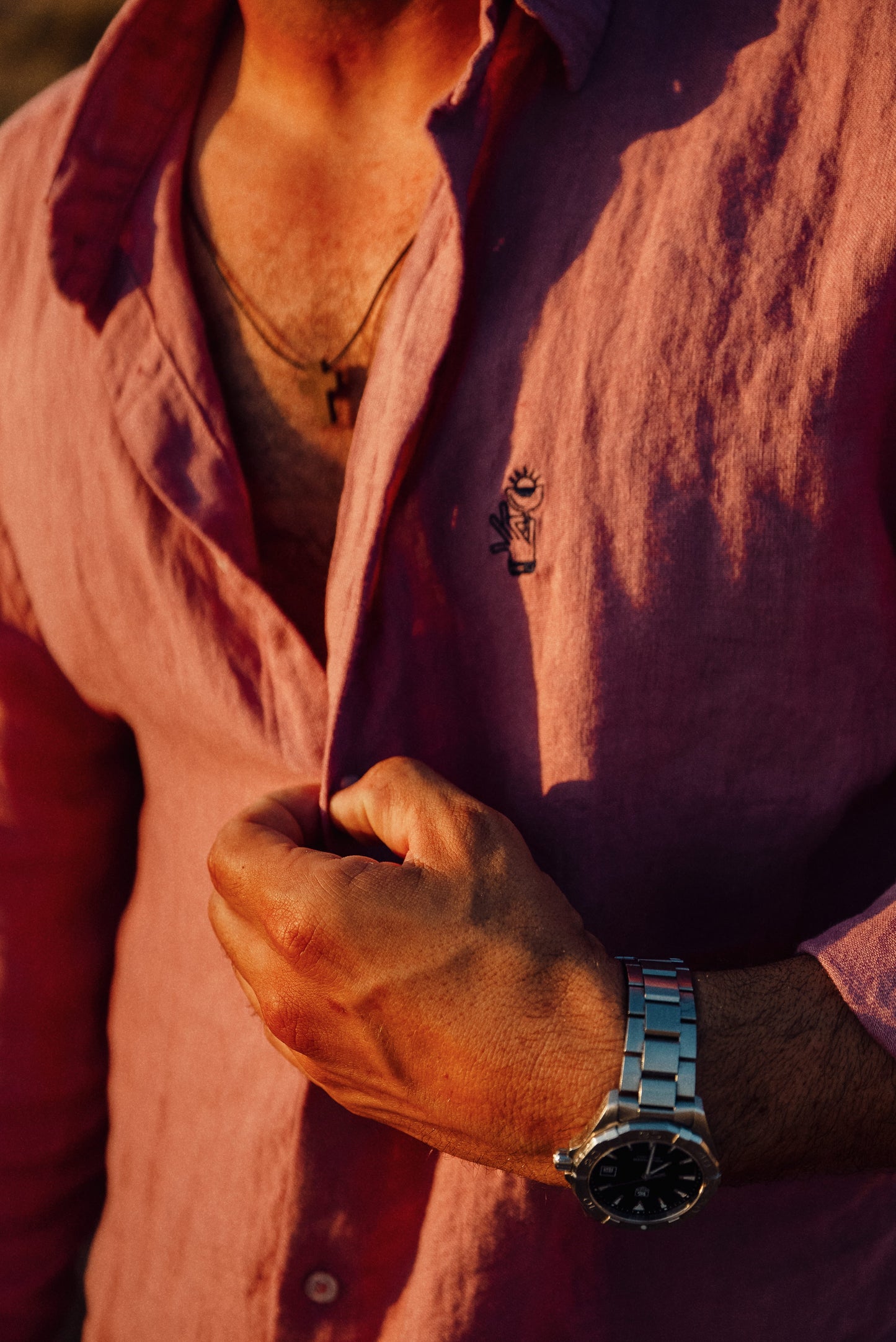 Camisa Coral Sunset Lino